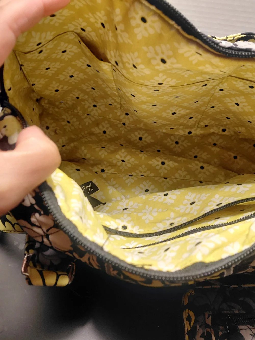 Vera Bradley Gray & Yellow Floral Quilted Shoulder Bag with Wallet - Picture 5 of 11